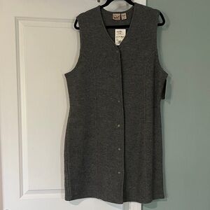 Woolrich Blend Button-Front Sleeveless Long Vest - Gray